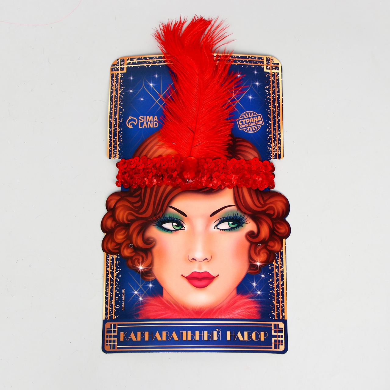 Повязка на голову с пером, цвет красный 7532595