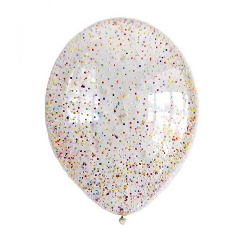 Воздушный шар с гелием и пенопластовыми шариками (ассорти) 14″/36см