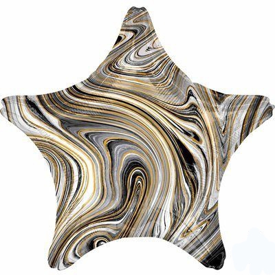 Звезда с гелием «Мрамор Black» 19″/48см