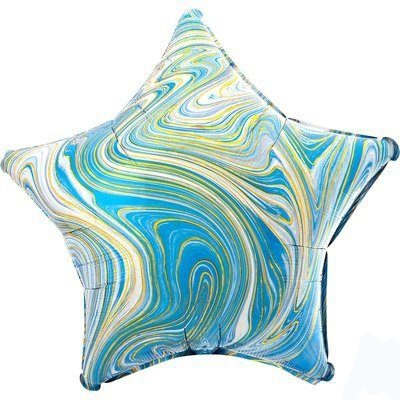 Звезда с гелием «Мрамор Blue» 19″/48см