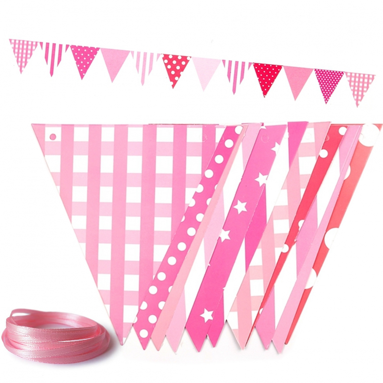 Гирлянда флажки розовые 500*16*14см 12 шт