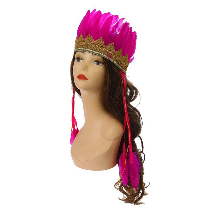 Карнавальный головной убор «Перышки» на резинке (фуксия)