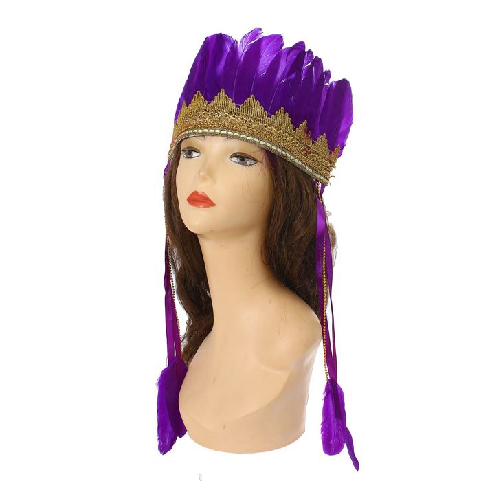 Карнавальный головной убор «Перышки» на резинке (фиолетовый)