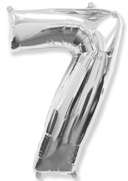Фольгированная цифра с гелием «7» Серебро. FlexMetal (Испания) 41″/102см