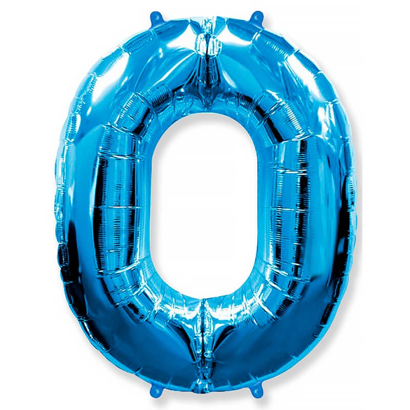 Фольгированная цифра с гелием «0» Синий. FlexMetal (Испания) 41″/102см