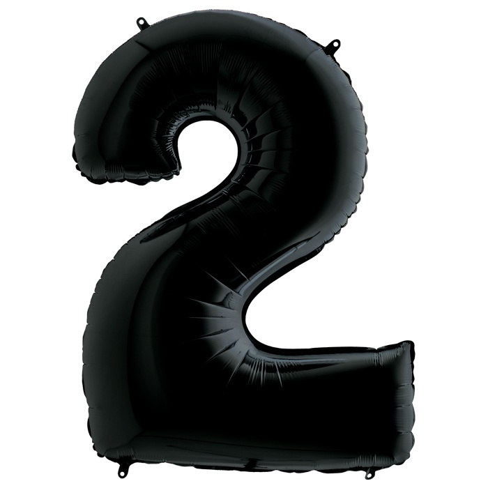 Фольгированная цифра с гелием «2» Черная 41″/102см (Италия)