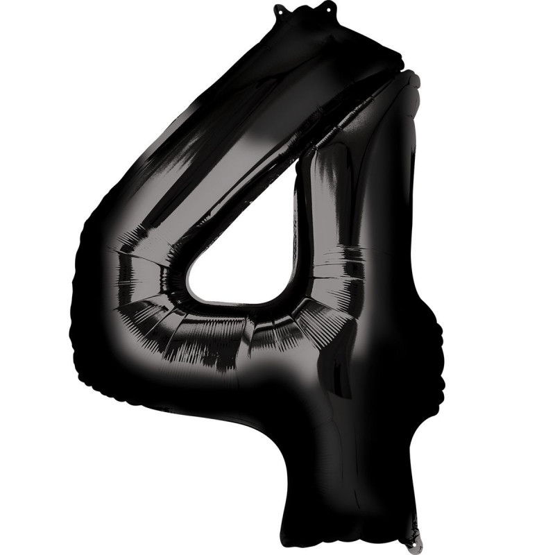 Фольгированная цифра с гелием «4» Черная 41″/102см (Италия)