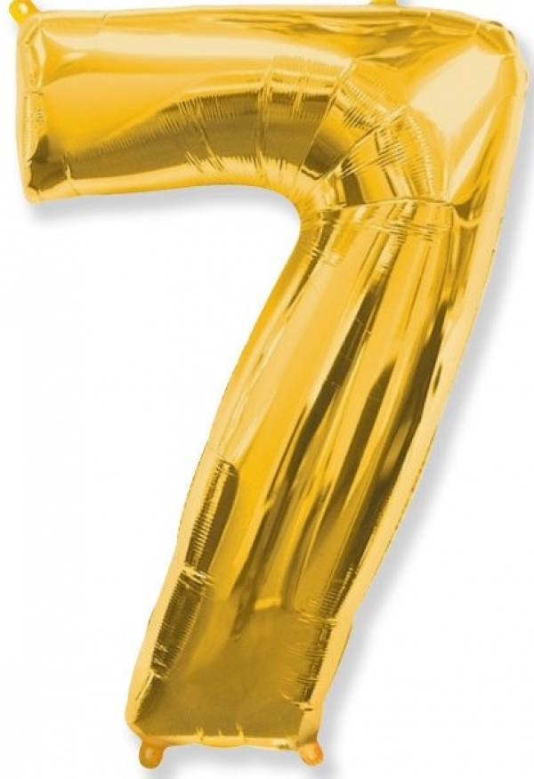 Фольгированная цифра с гелием «7» Золото. FlexMetal (Испания) 41″/102см