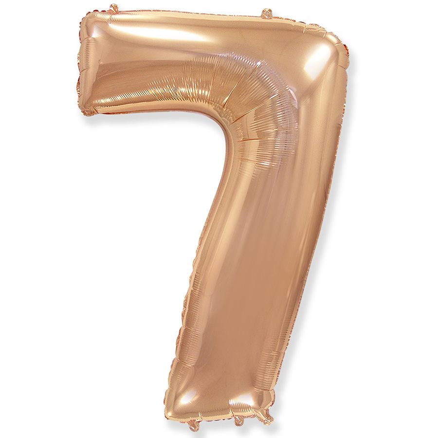 Фольгированная цифра с гелием «7» Розовое золото 41″/102см (Испания)