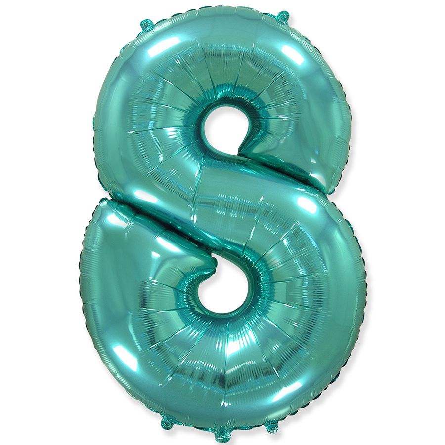 Фольгированная цифра с гелием «8» Тиффани / Tiffany 40″/102см