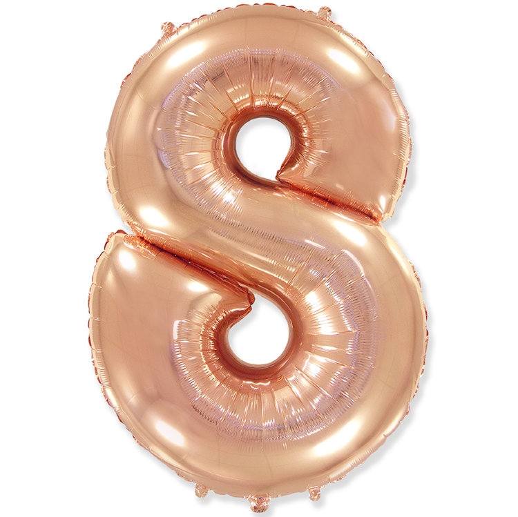 Фольгированная цифра с гелием «8» Розовое золото 41″/102см (Испания)
