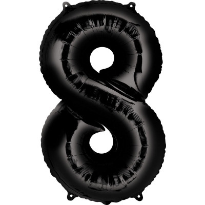 Фольгированная цифра с гелием «8» Черная 41″/102см (Италия)
