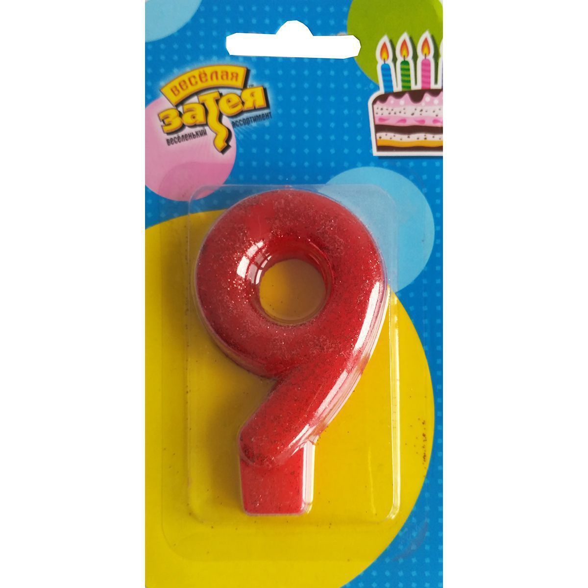 Свеча -цифра «9» Блестящая 7,6см