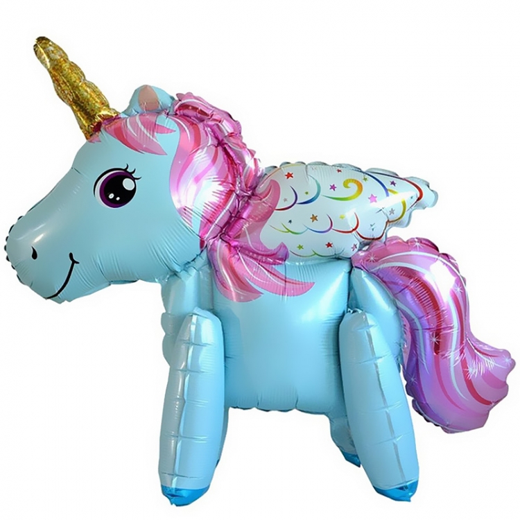 Фигура «Единорог с крыльями» голубой 22″/56см (надувается воздухом)