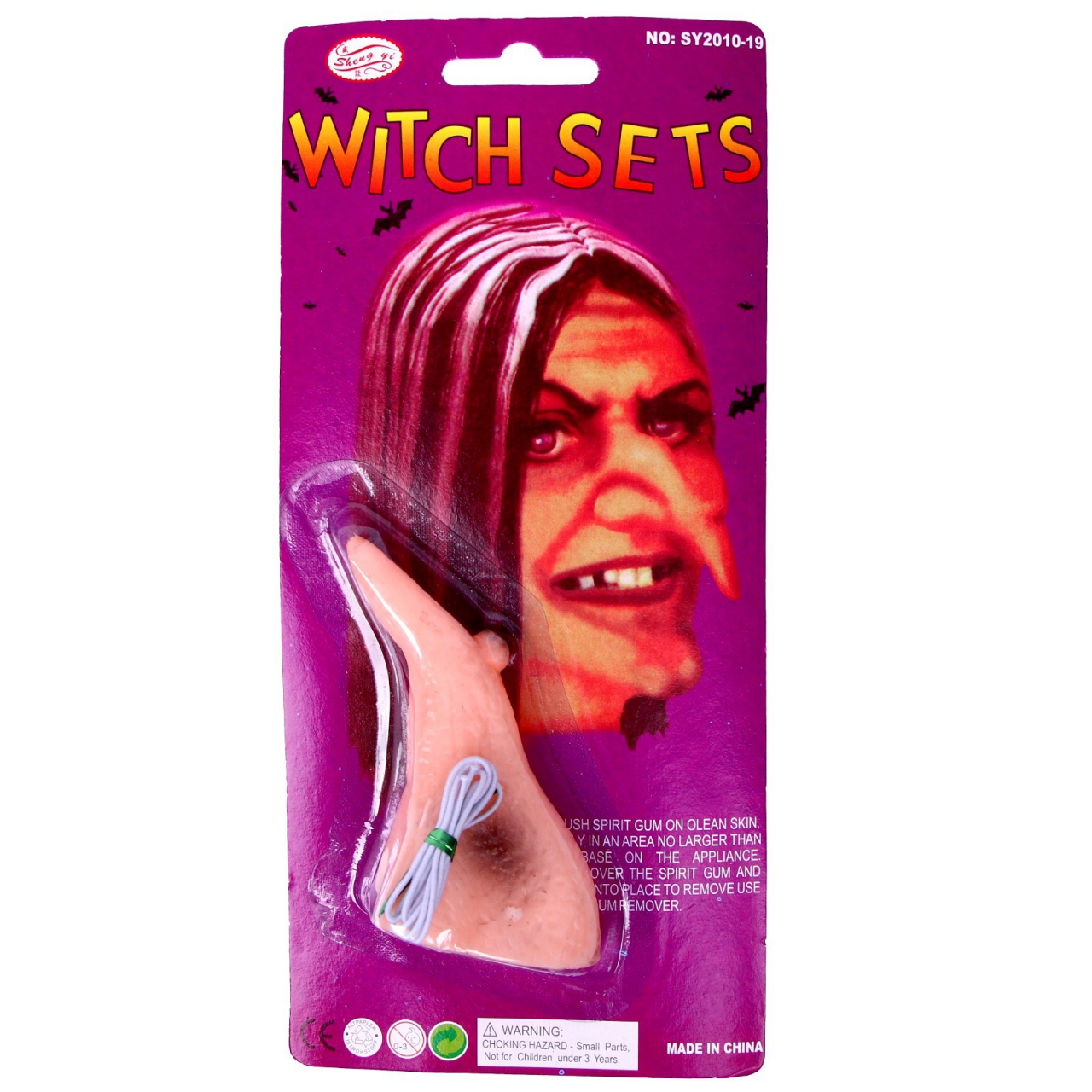 Нос ведьмы с бородавкой темный на блистере 10см 317111