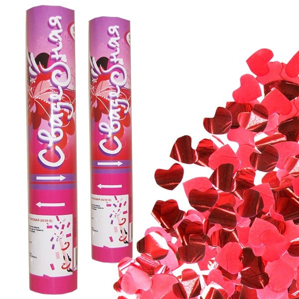 Пневмохлопушка в пластиковой тубе «Свадебная» 30см