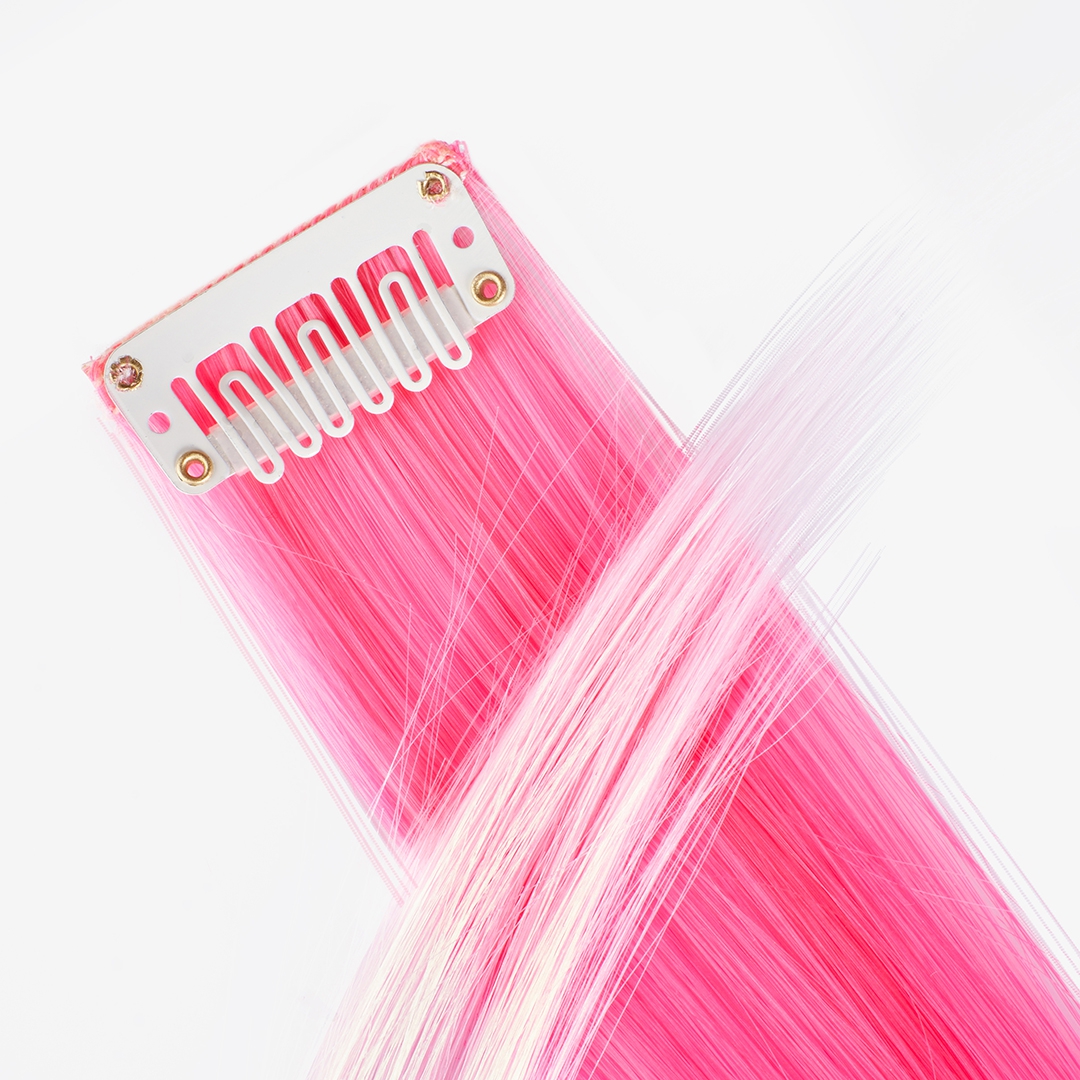 Цветная прядь для волос двухцветная на заколке (розовая) 6245532