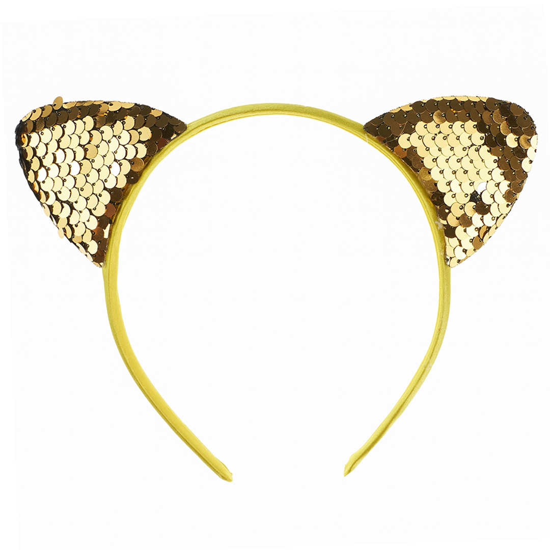 Ободок «Кошка» с пайетками (золото)