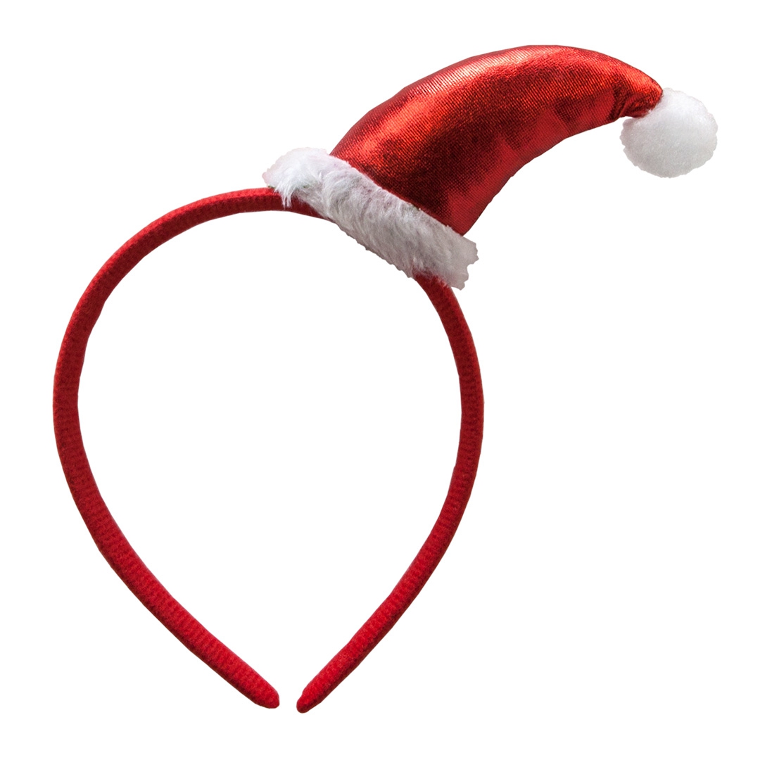 Ободок «Новогодний колпак» красный металлик