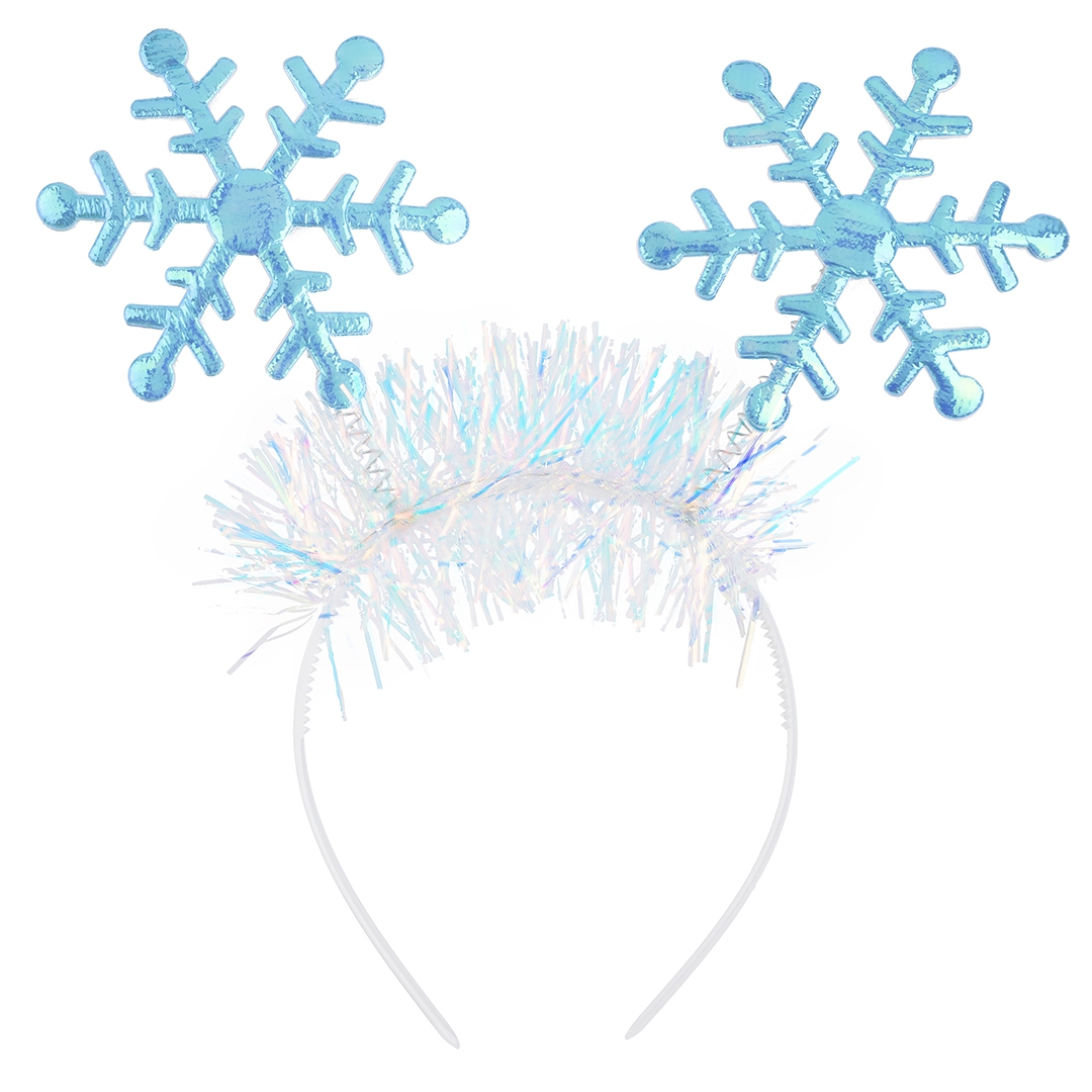 Ободок «Снежинки с дождиком» голубой