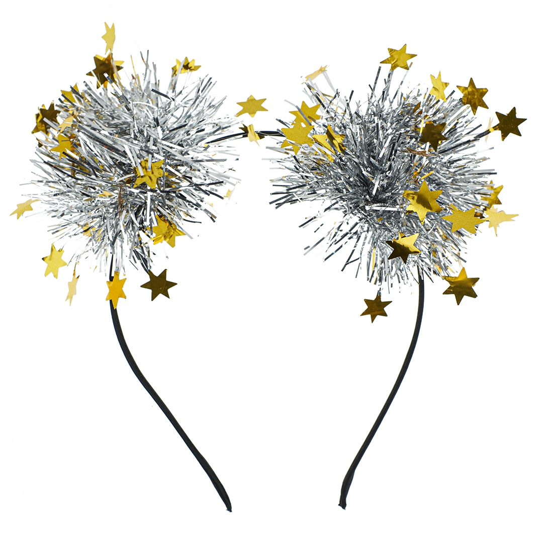 Ободок «Шарики из дождика» серебро/золото