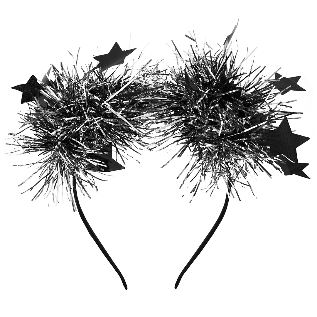 Ободок «Шарики из дождика» черный/серебро