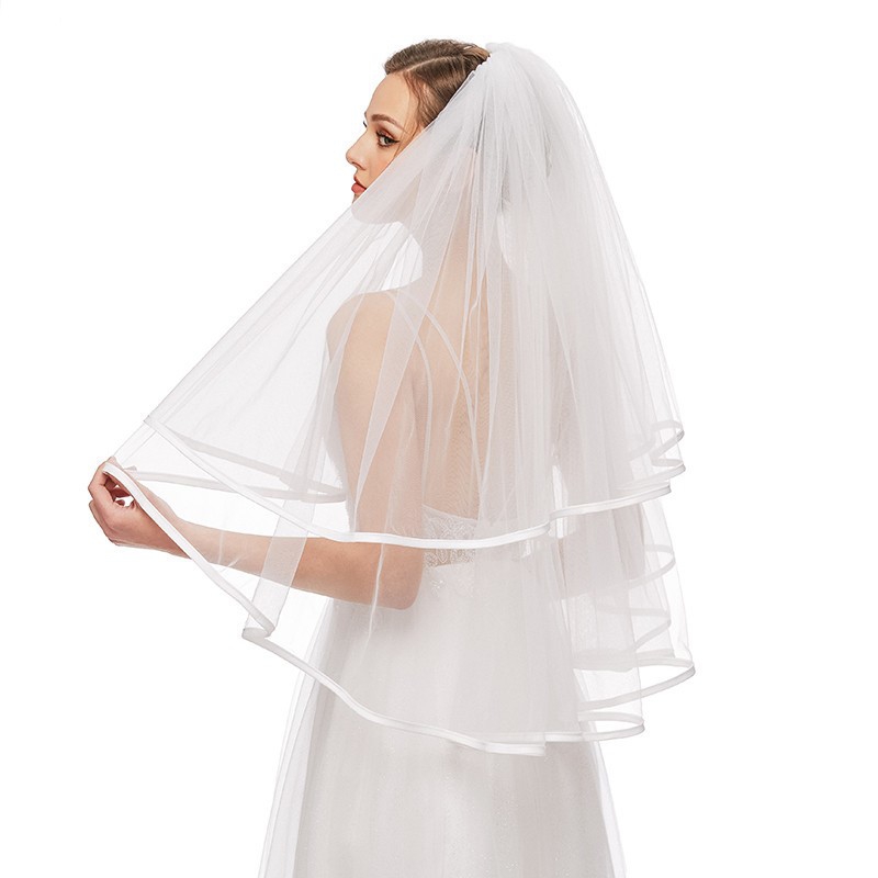 Фата с гребнем (белая, 2 слоя)