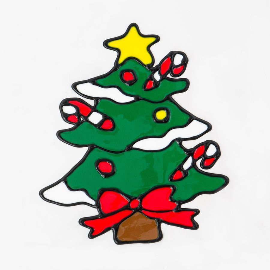 Наклейка на окно «Елка с карамелью» силикон 20х20см