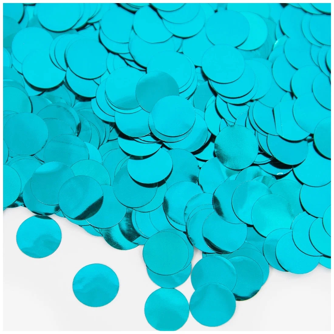 Конфетти круги фольгированные голубые 1см 20гр