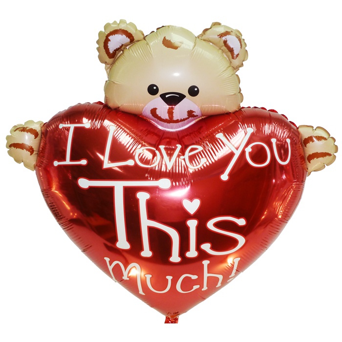 Фигура с гелием «Сердце с мишкой» 95см*95см