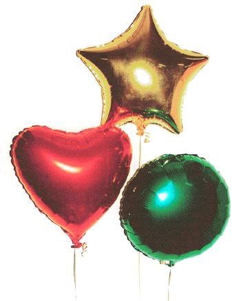 Фольгированная звезда, сердце, круг 18″-21″(45-53 см) (заполнение гелием)