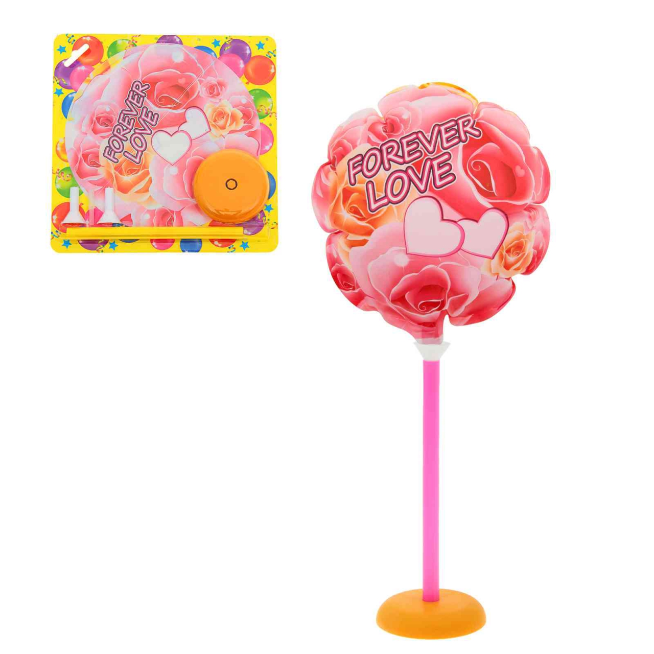 Шар «Любовь на всегда» (шар+зажим+трубочка+подставка) 7″/18см